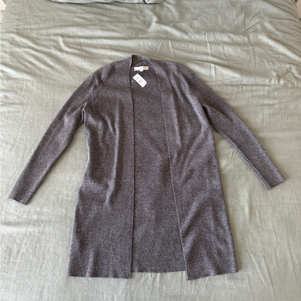 LOFT Longline Open-Front Gray Cardigan